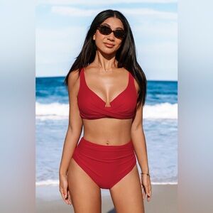 Cupshe Red Women's Underwire Swimwear Set size Large